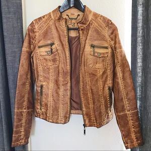 Brown Women’s faux leather jacket- US size 2/S